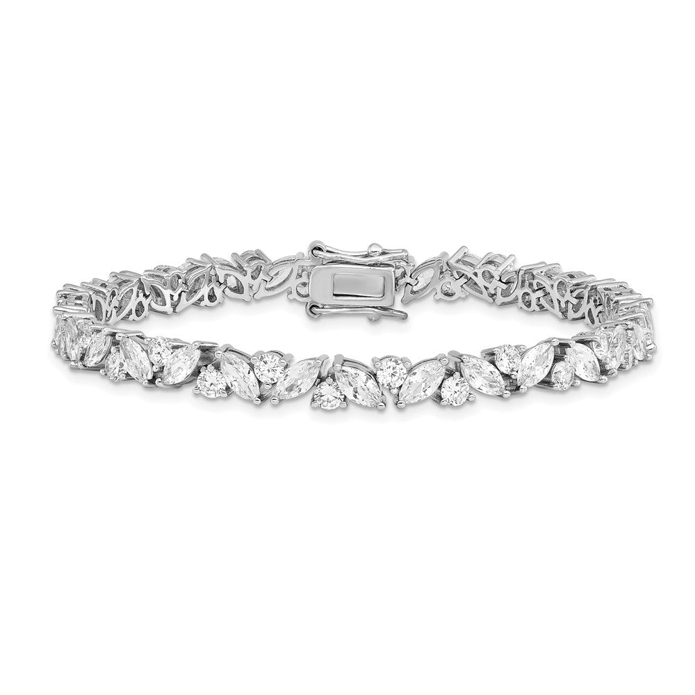Cheryl M Sterling Silver Rhodium-plated Fancy Brilliant-cut and Marquise-cut CZ 7.25 Inch Bracelet 7.25 inches