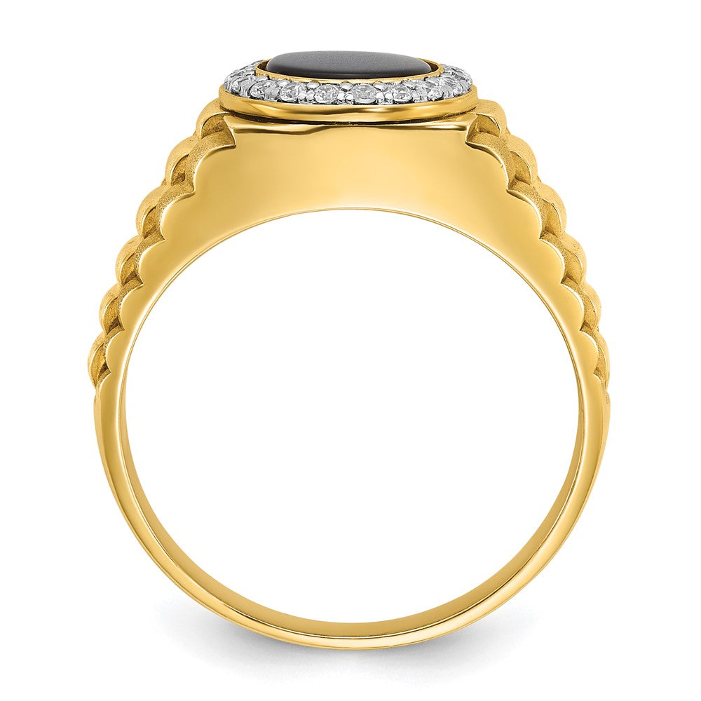 14k Two-tone IBGoodman Men's Onyx and 1/5 carat Diamond Complete Ring