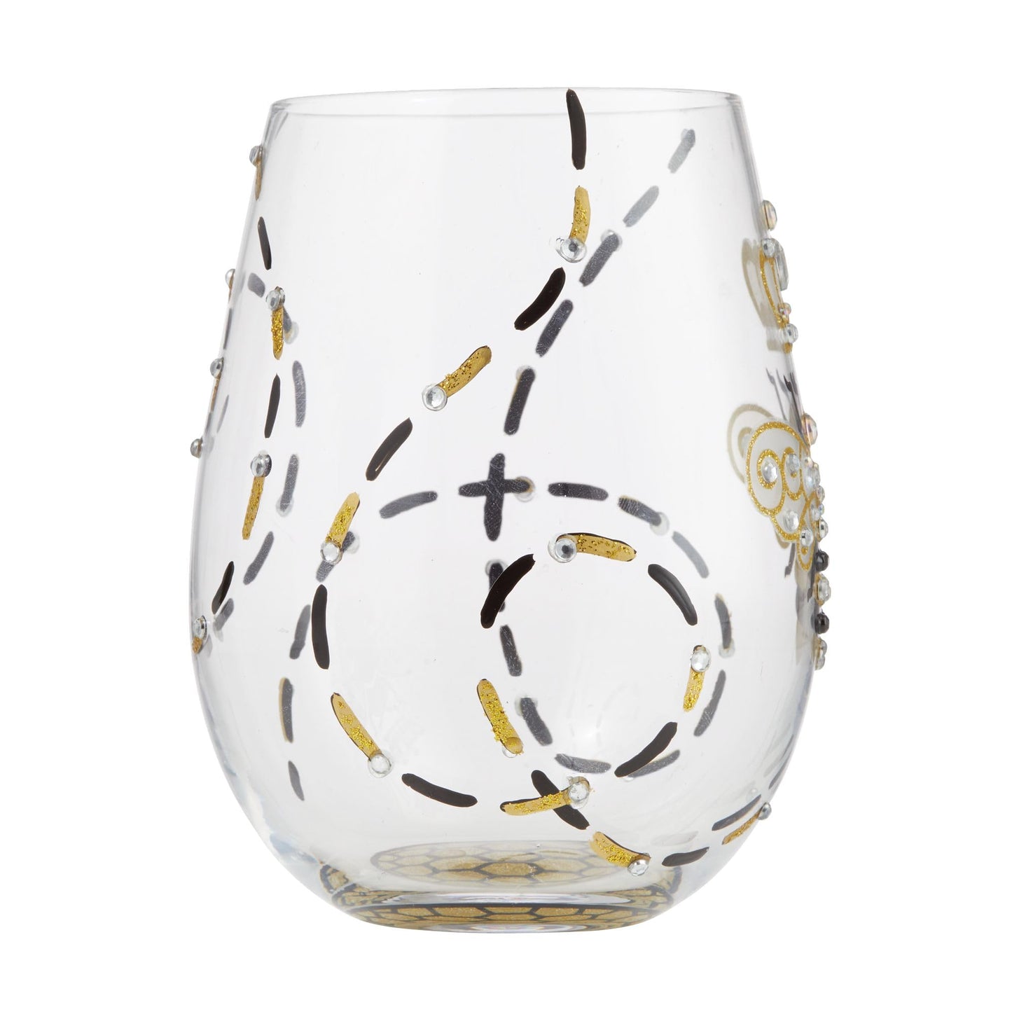 Enesco Lolita Queen Bee Stemless Glass, 4.53 Inch, Multicolor, 20 oz