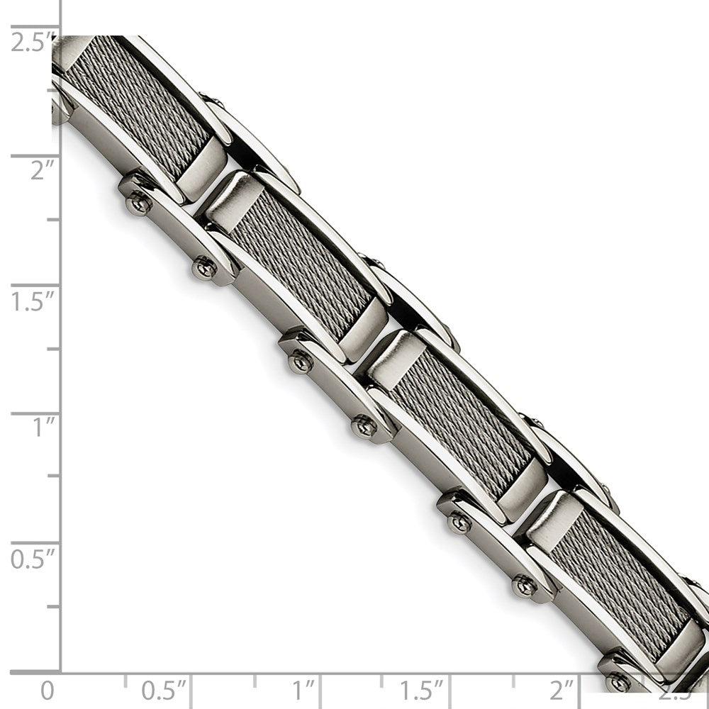Stainless Steel 8.5in Brushed and Polished Wire Bracelet 8.5 inches