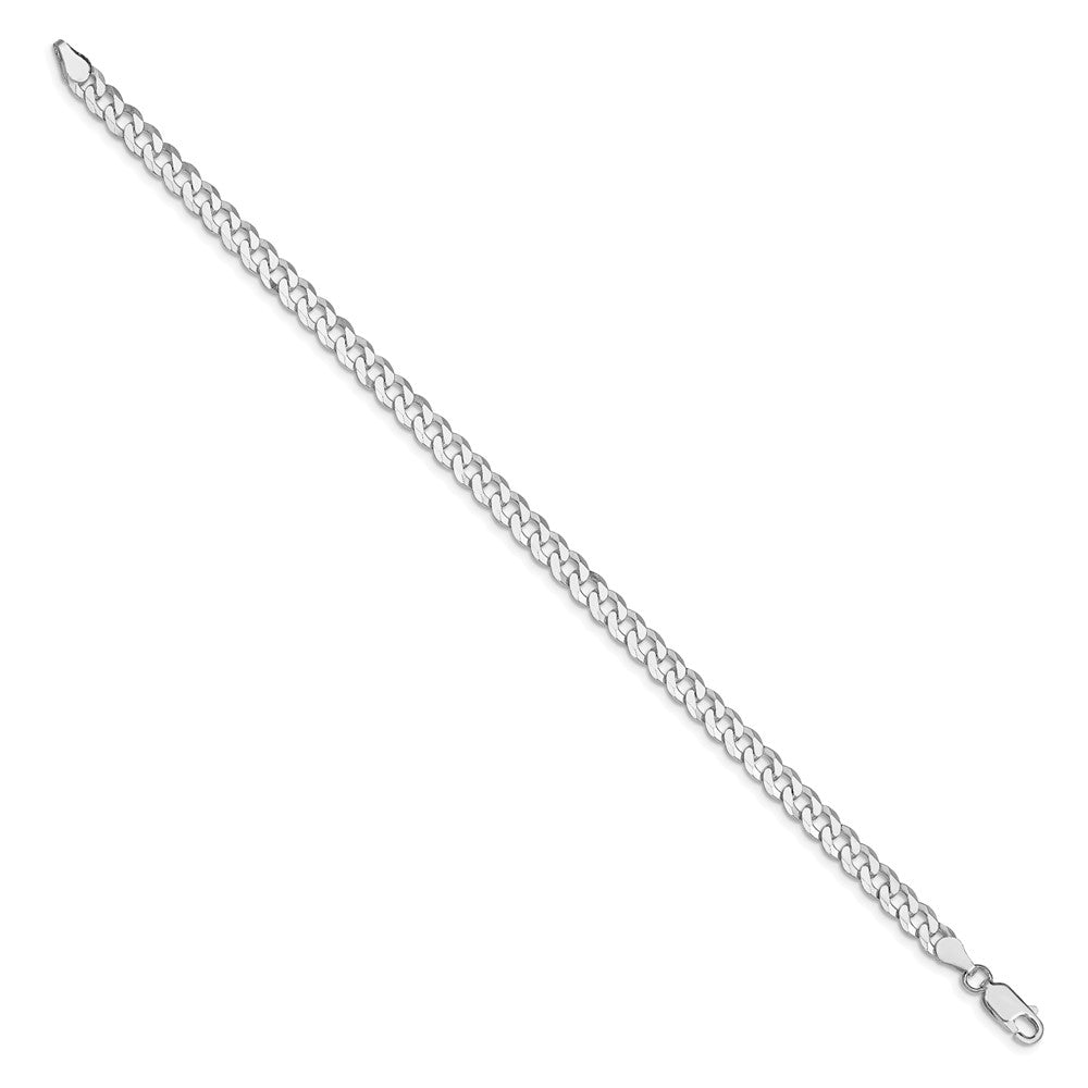 Sterling Silver Rhodium-plated 5mm Beveled Curb Chain 9 inches