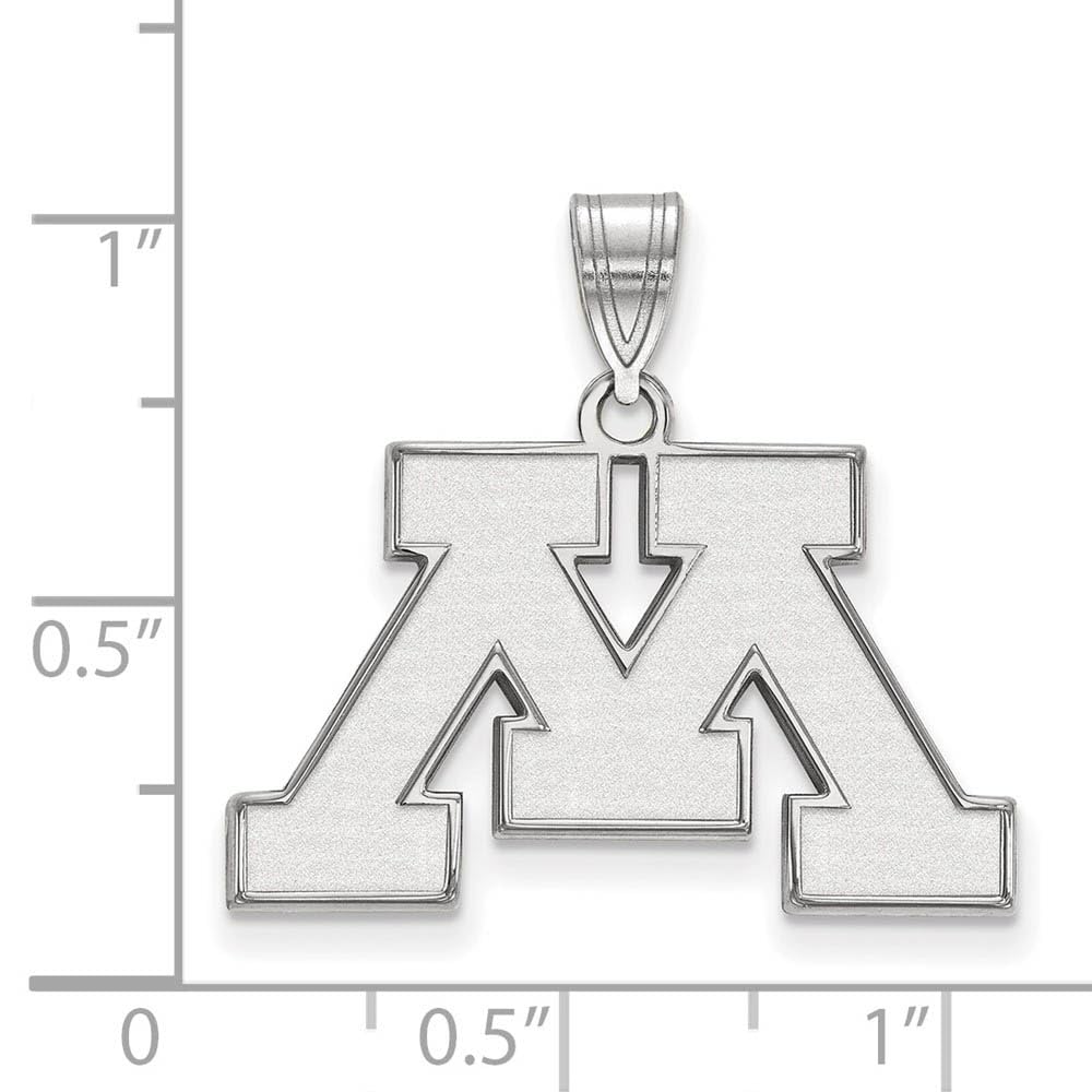 Sterling Silver LogoArt Official Licensed Collegiate University of Minnesota (UMN) Medium Pendant