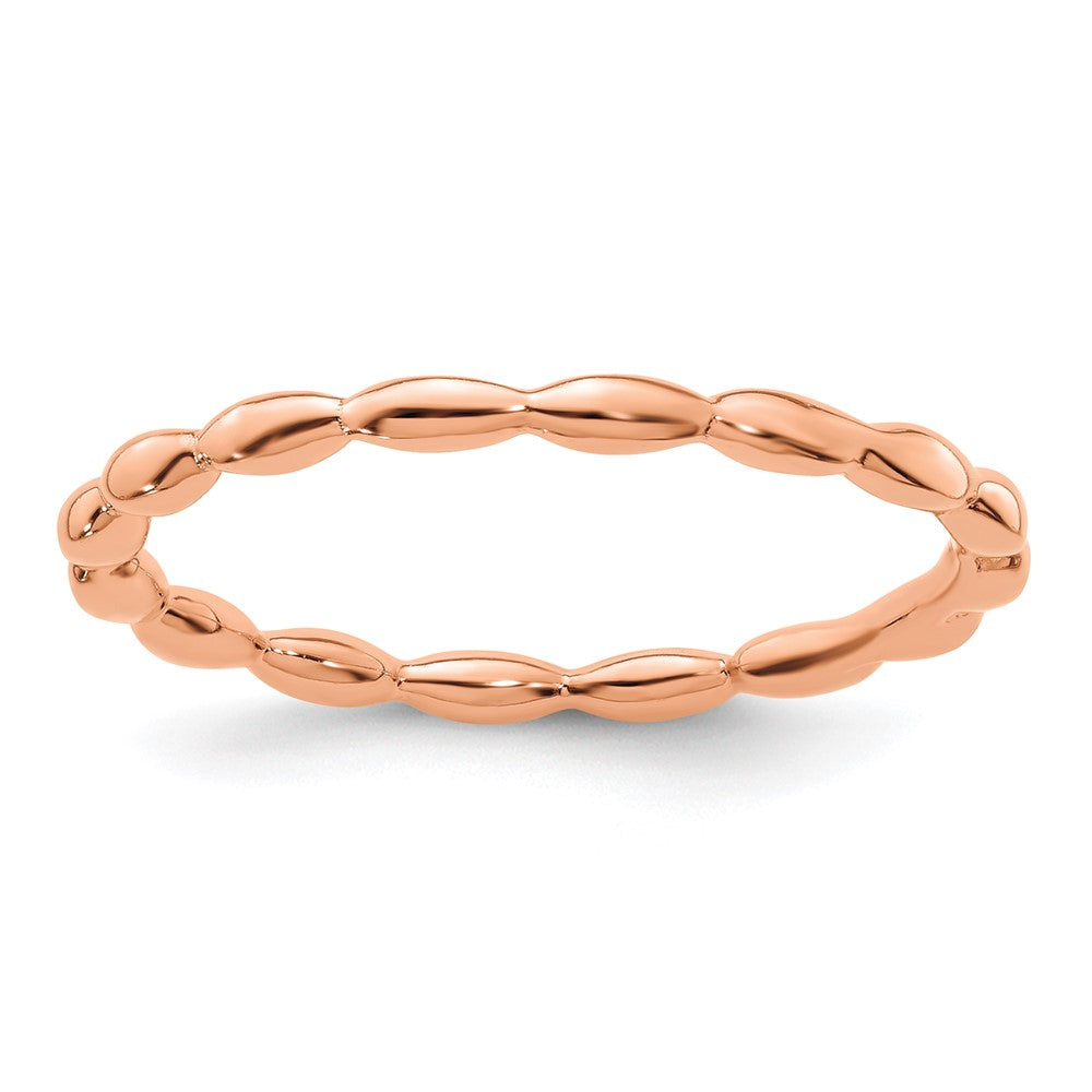 Sterling Silver Stackable Expressions Pink-plated Rice Bead Ring Size -6