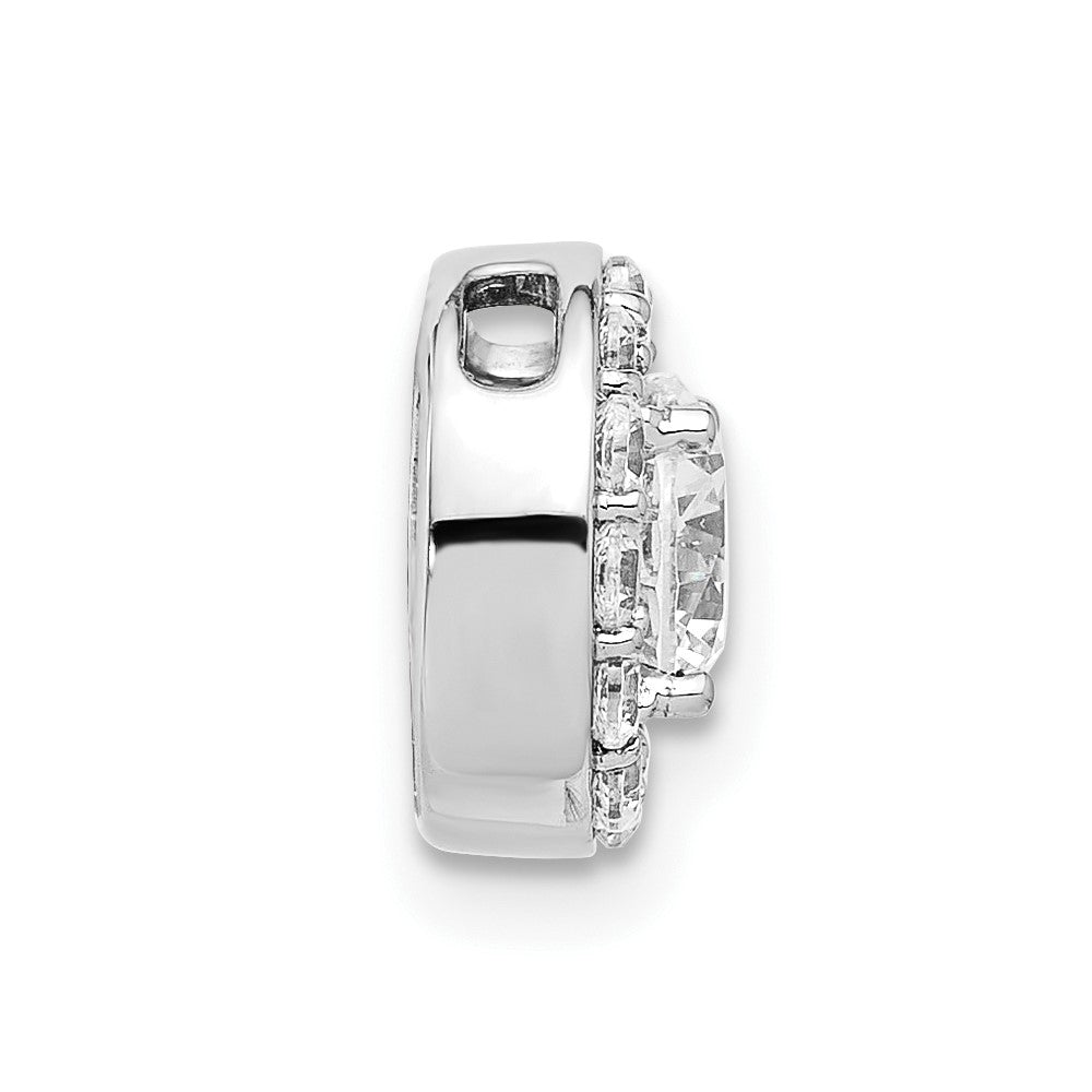 14k White Gold 1 carat Lab Grown Diamond VS/SI+ G+ Round Complete Halo Chain Slide Pendant