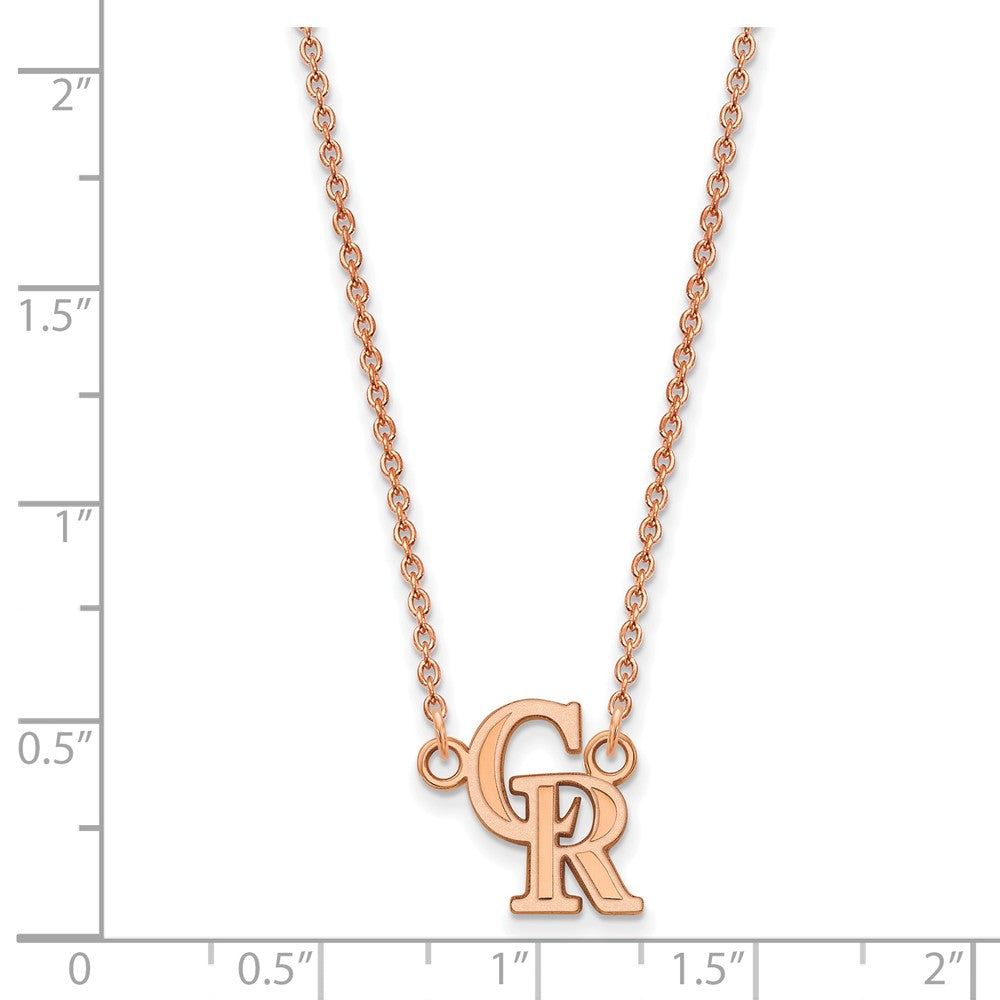 Sterling Silver Rose Gold-plated MLB LogoArt Colorado Rockies Small Pendant