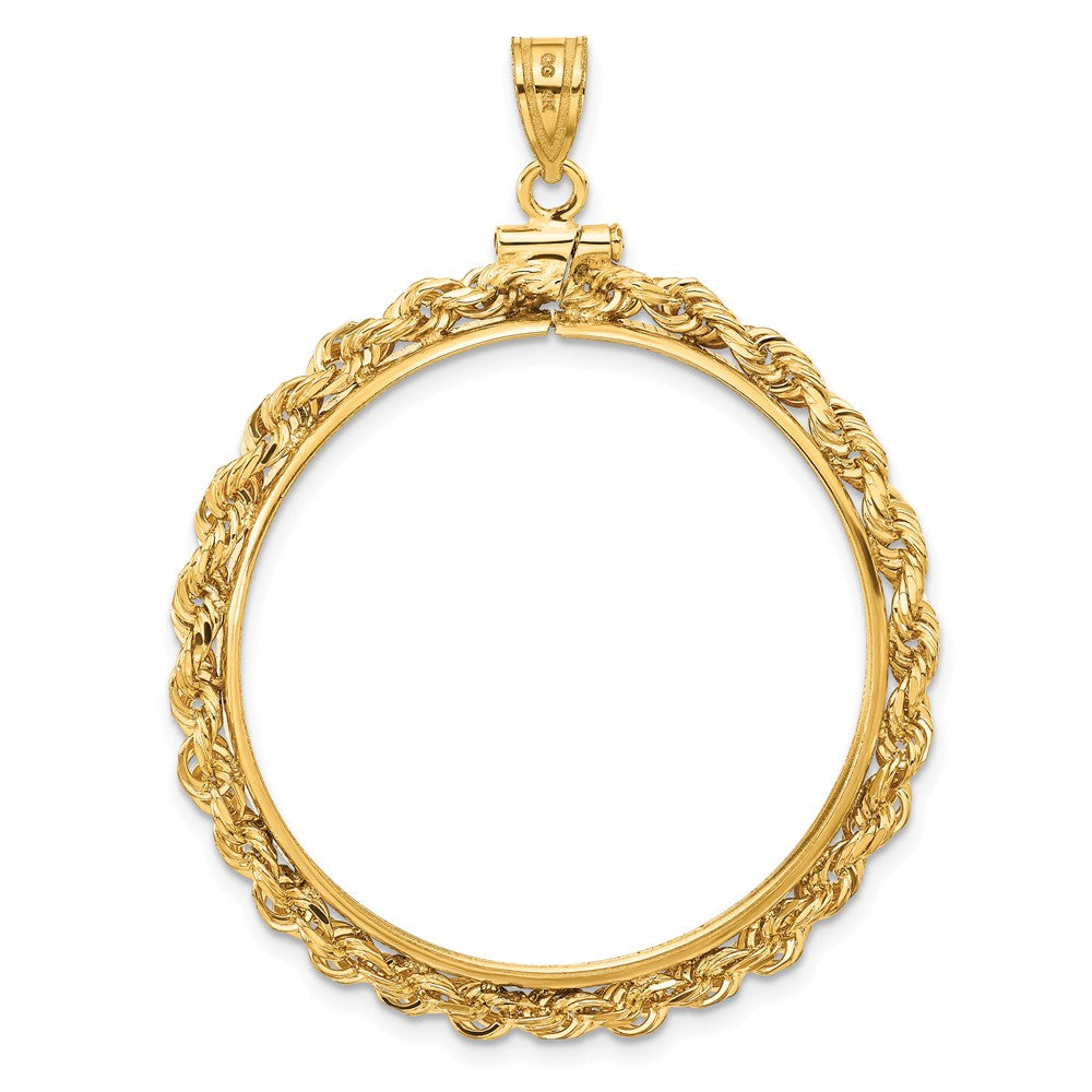 Wideband Distinguished Coin Jewelry 14k Polished Rope 32.7mm x 3.00mm Screw Top Coin Bezel Pendant