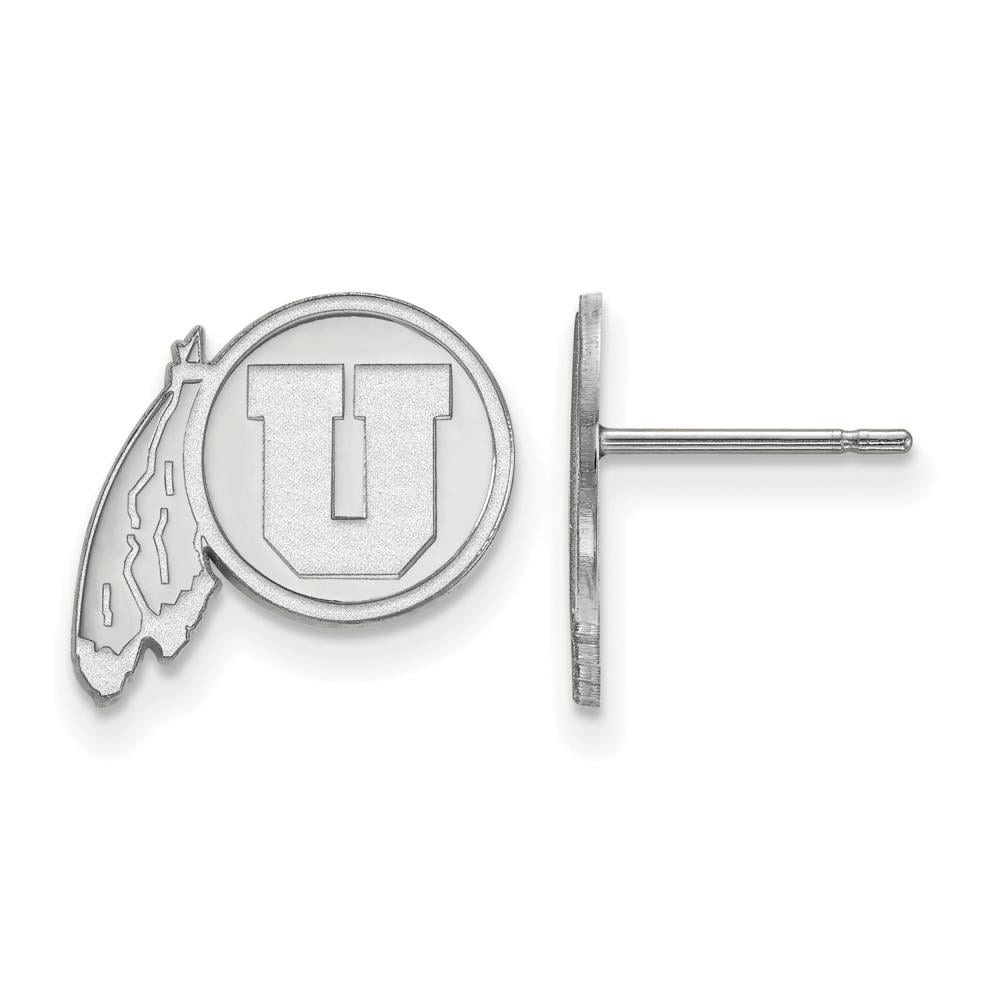 Sterling Silver Rhodium-plated LogoArt University of Utah Small Post Earrings Q-SS004UUT