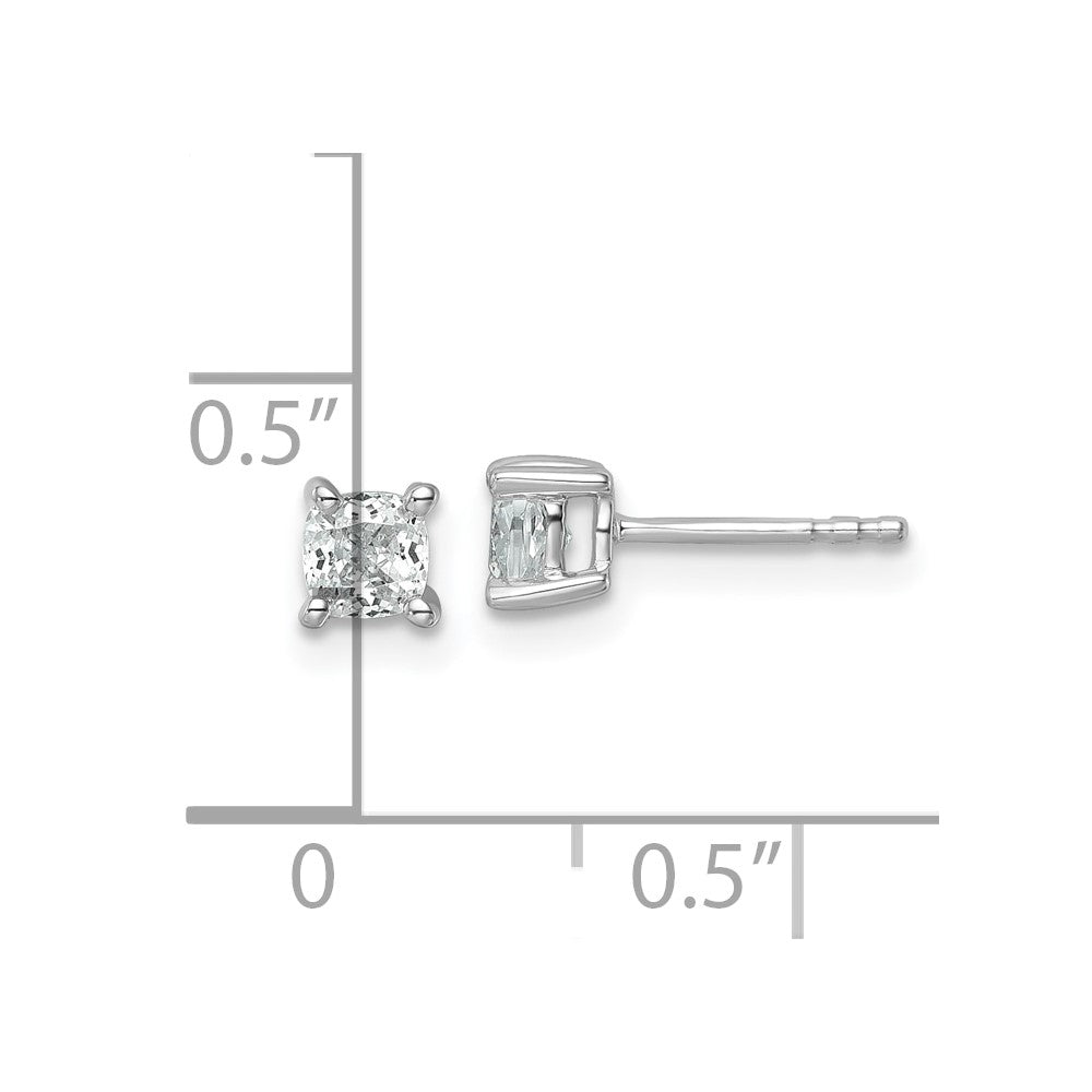 14K White Gold 3/4 Carat Lab Grown Diamond VS+ F+ Cushion 4-Prong Complete Stud Earrings