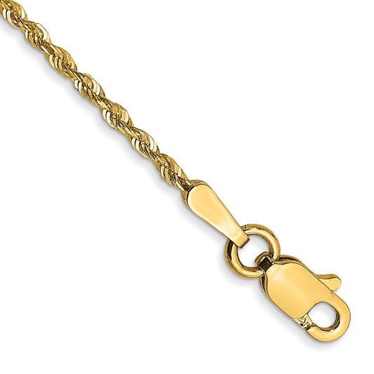 14K 9 inch 1.5mm Ultra Diamond-cut Rope with Lobster Clasp Anklet