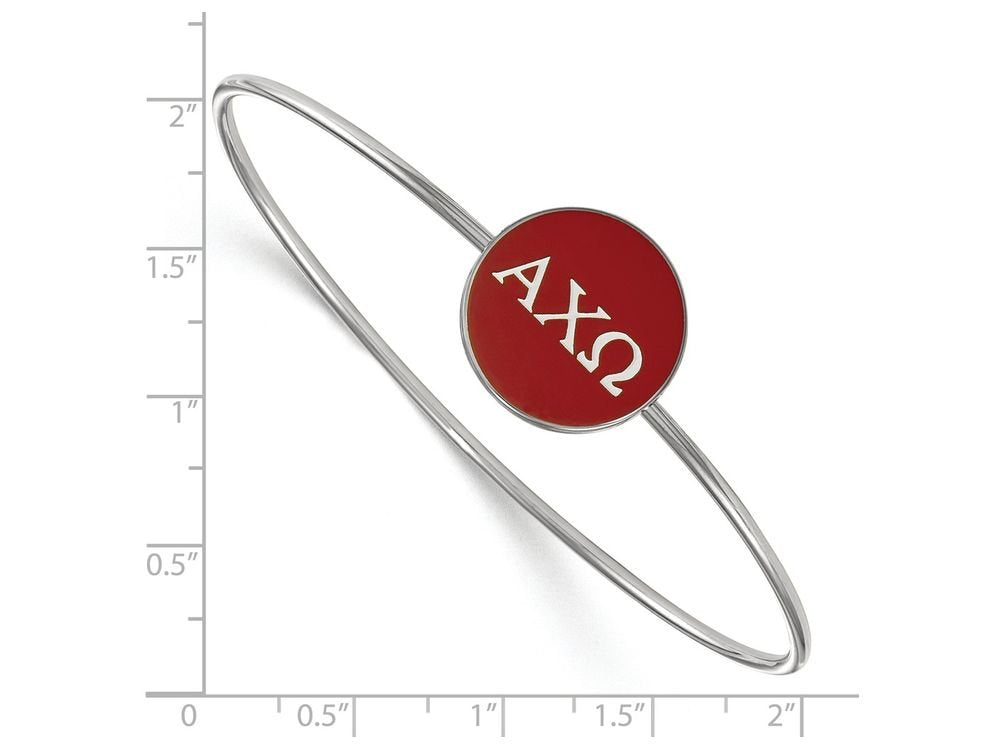 Sterling Silver Official Licensed Greek Sororities 7in Alpha Chi Omega (???) Enameled Slip-on Bangle