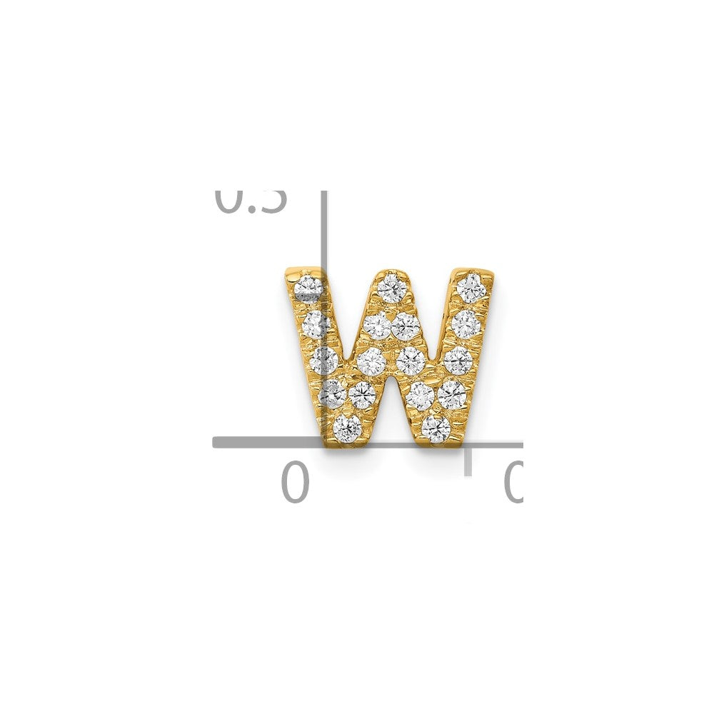 10K  Diamond Letter W Initial Charm