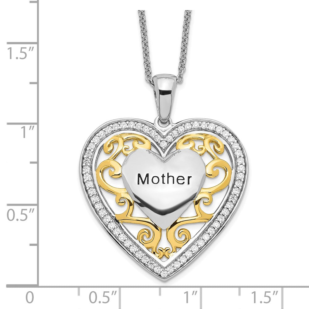 Sentimental Expressions Sterling Silver Gold-plated Mother 18 Inch Heart Necklace 18 Inches