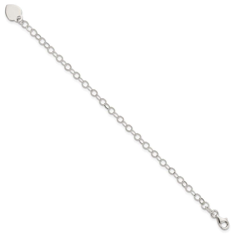 Sterling Silver Engraveable Heart Charm Childs Bracelet 6 inches