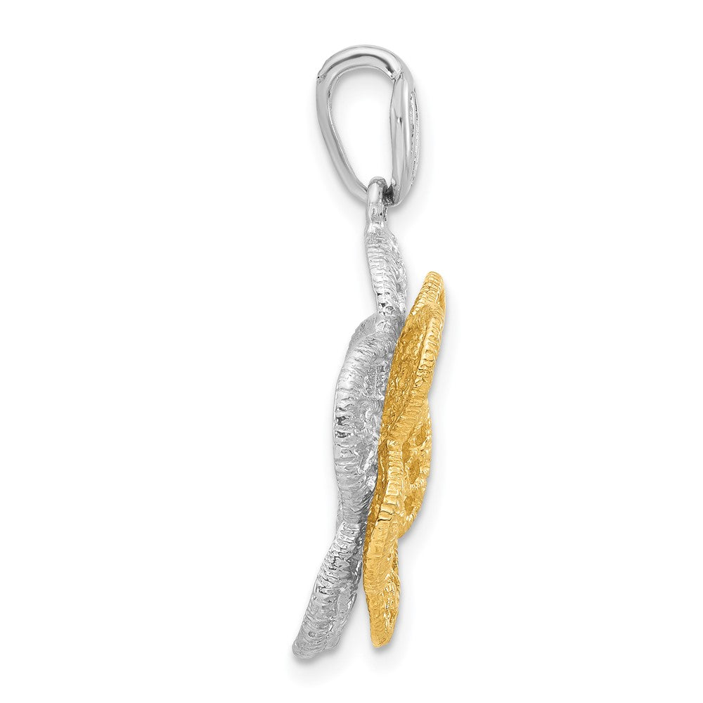 Sterling Silver Rhodium-plated Gold-tone Flower Slide Pendant