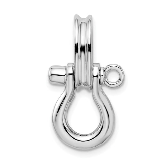De-Ani Sterling Silver Rhodium-Plated 3D Medium Shackle Link with Pulley Pendant