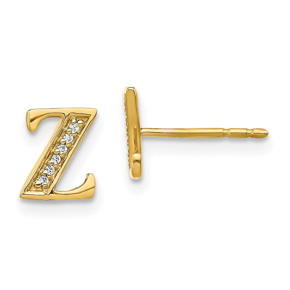 14k Diamond Initial Z Earrings