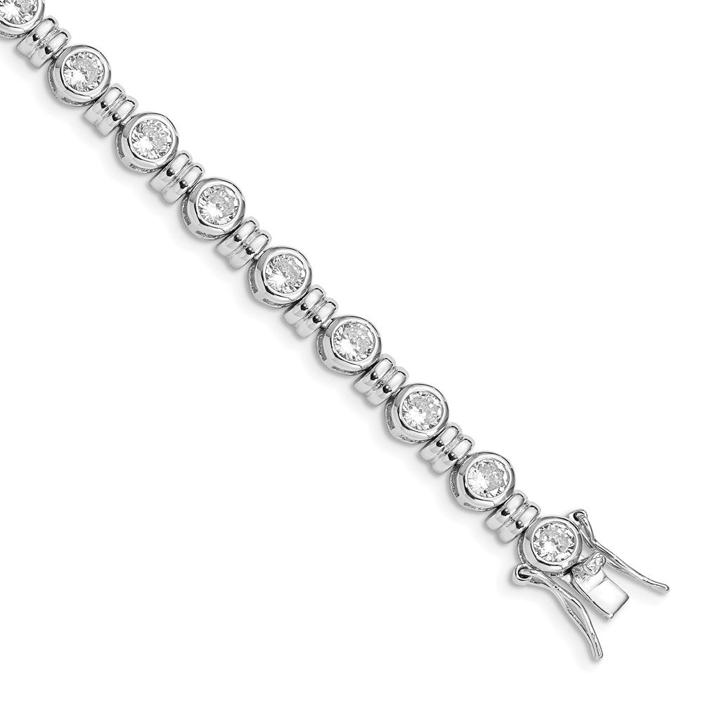 Sterling Silver Rhodium-plated CZ Bracelet 7 inches