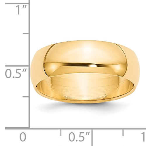 14k Yellow Gold 7mm Half-Round Wedding Band Size 7