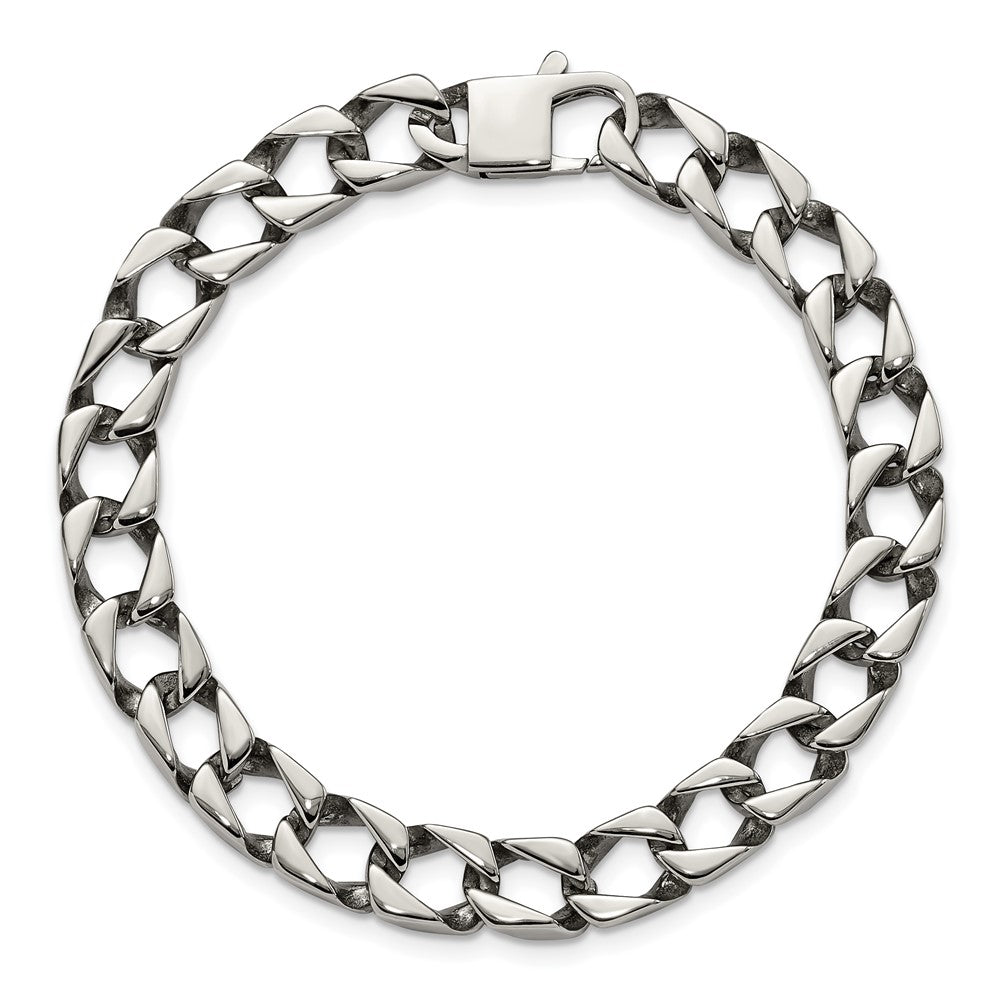 Stainless Steel Polished Square Link 8.5in Bracelet 8.5 inches