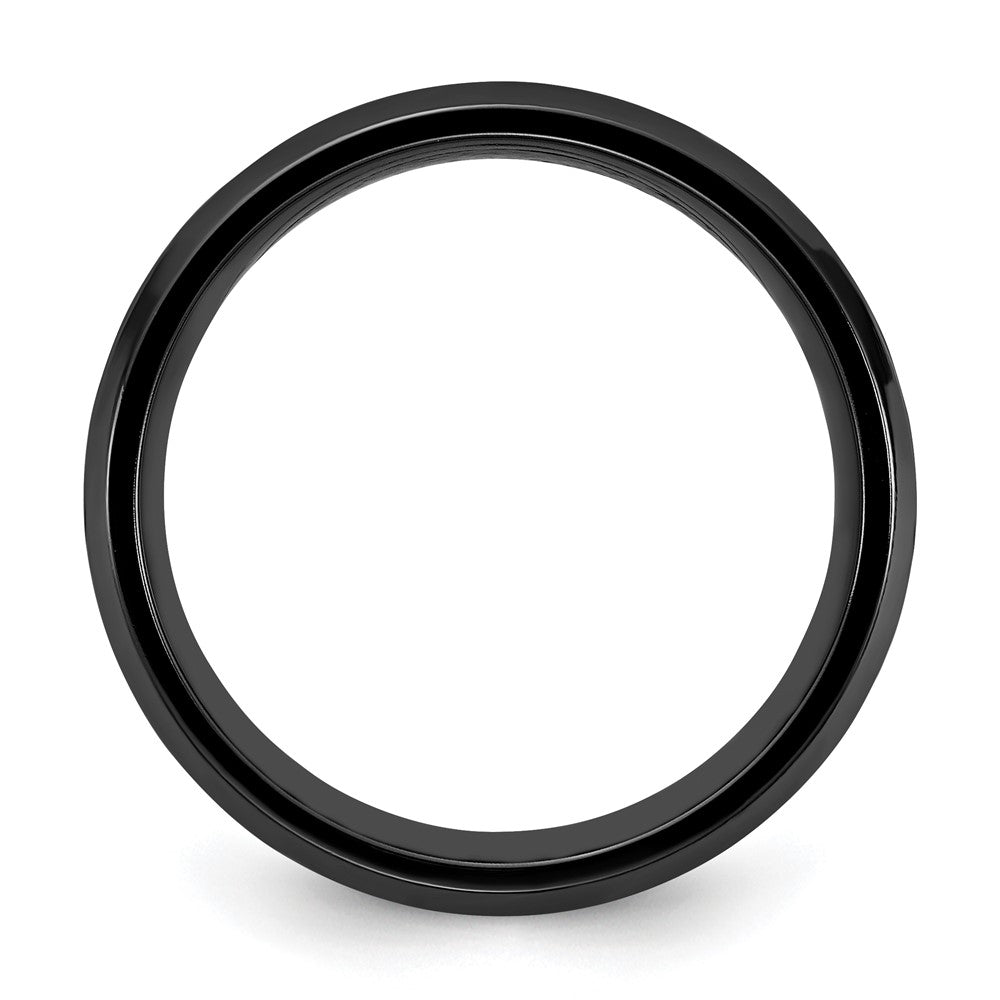 Black Zirconium Polished with Blue Imtitation Opal Inlay 8.00mm Band Size - 8