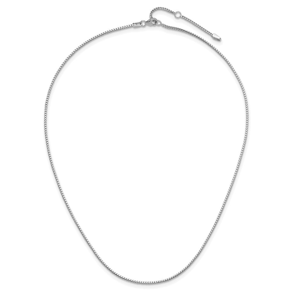 10K White Gold 1.25mm Franco 1in+1in Adjustable Chain