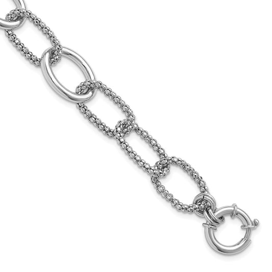 Sterling Silver Rhodium-plated Fancy Link with 1.5in ext. Bracelet 9.5  inches
