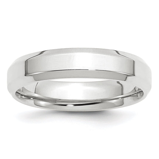 Primal Gold 10 Karat White Gold 5mm Bevel Edge Comfort Fit Band Size 9.5