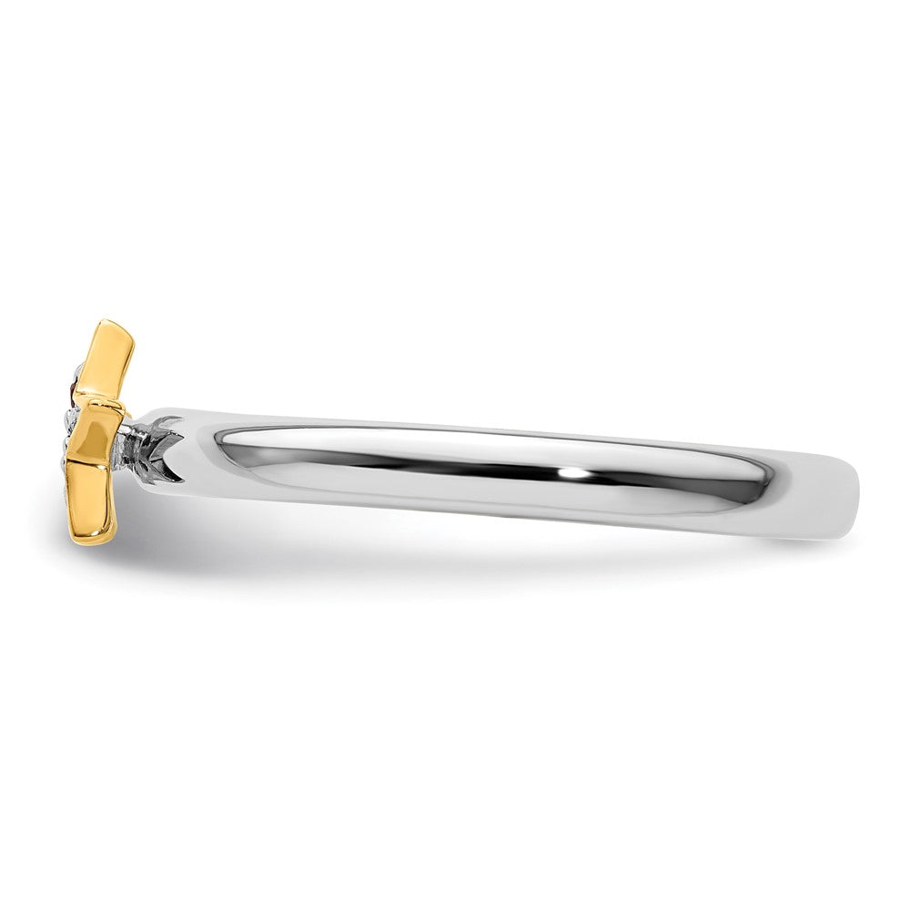 SS Stackable Expression Gold-Plated Cr. Ruby Star Ring