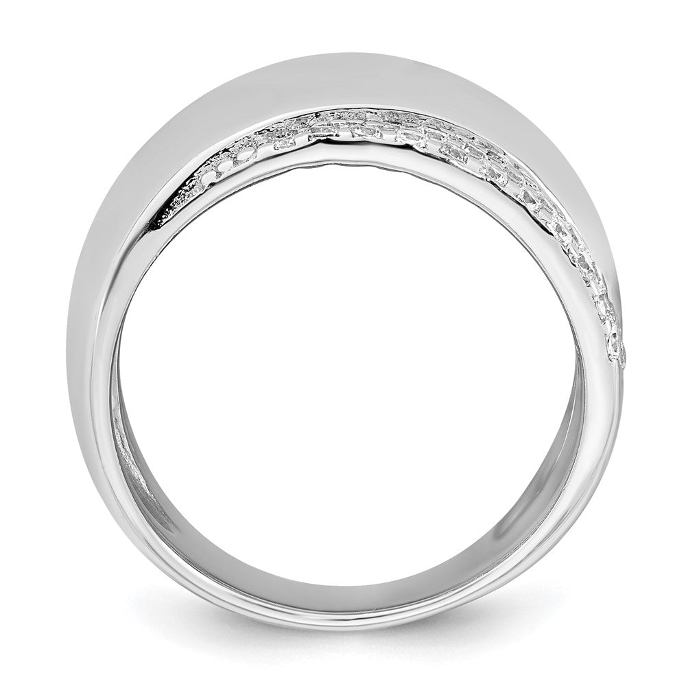 Sterling Silver Rhodium-plated Polished Fancy CZ Size 8 Ring