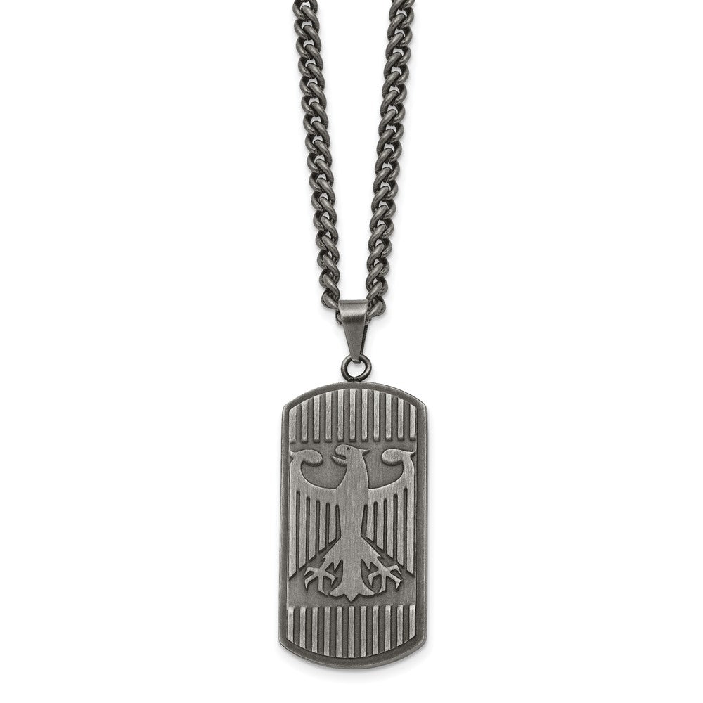 Stainless Steel Antiqued and Brushed Phoenix 22in Necklace