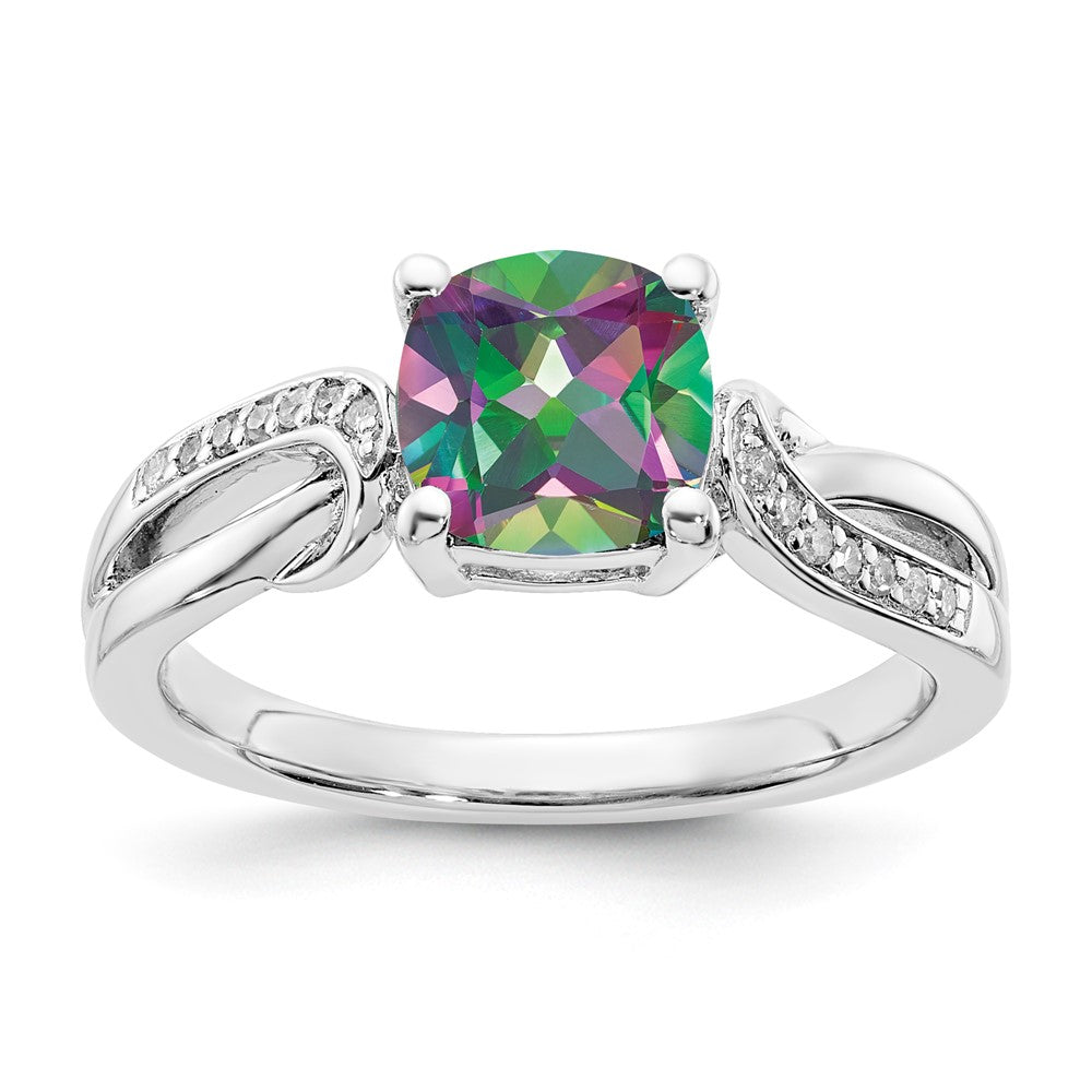 Sterling Silver Mystic Fire Topaz & Diamond Ring