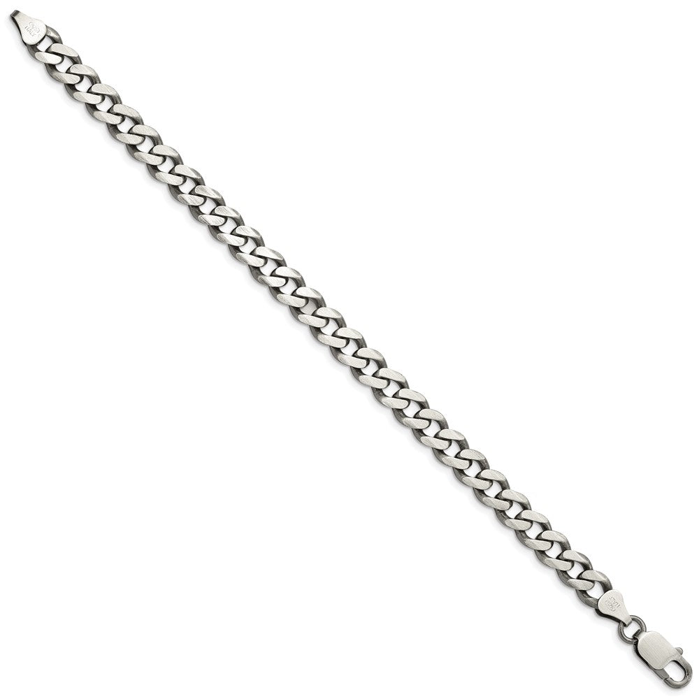 Sterling Silver Antiqued 7.5mm Curb Chain 9 inches