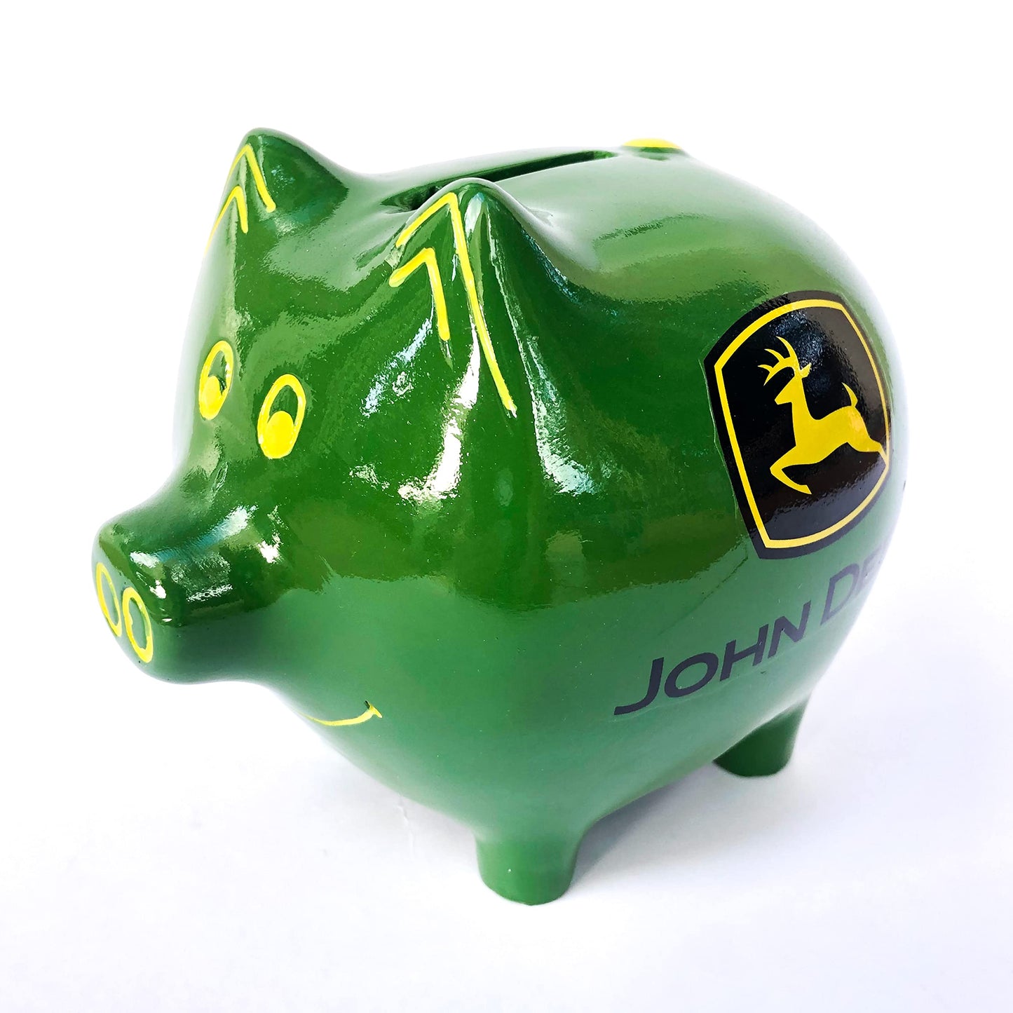 Polyresin JOHN DEERE Logo Green Piggy Bank Q-GM8493