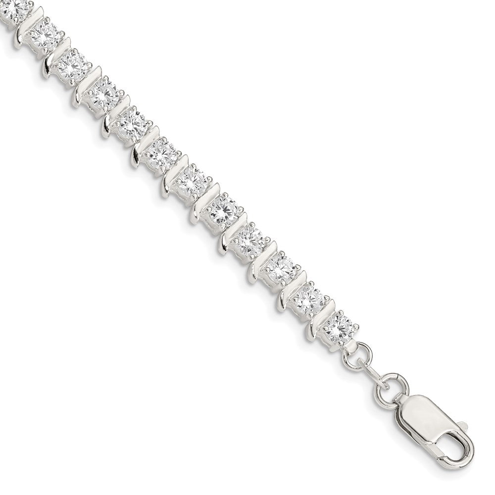 Sterling Silver CZ Fancy Polished Bracelet 7 inches