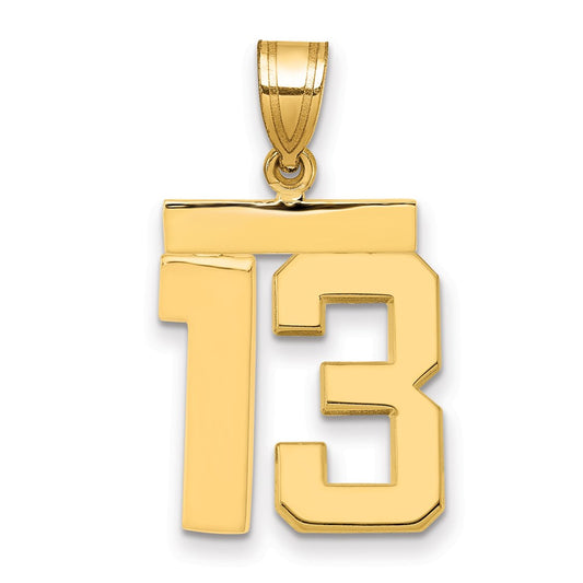 14k Medium Polished Number 13 Charm