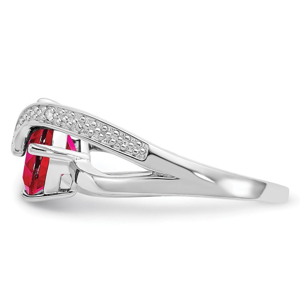 Sterling Silver ANC CR Ruby & Diamond Ring