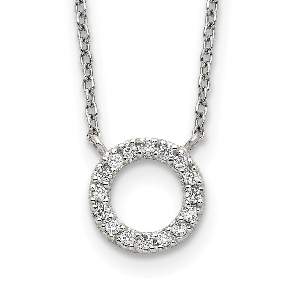 Sterling Silver CZ Circle Necklace 16 Inches