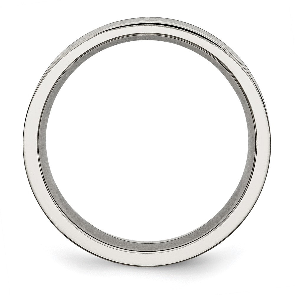 Titanium Polished Black Enamel 6mm Flat Band Size - 9.5