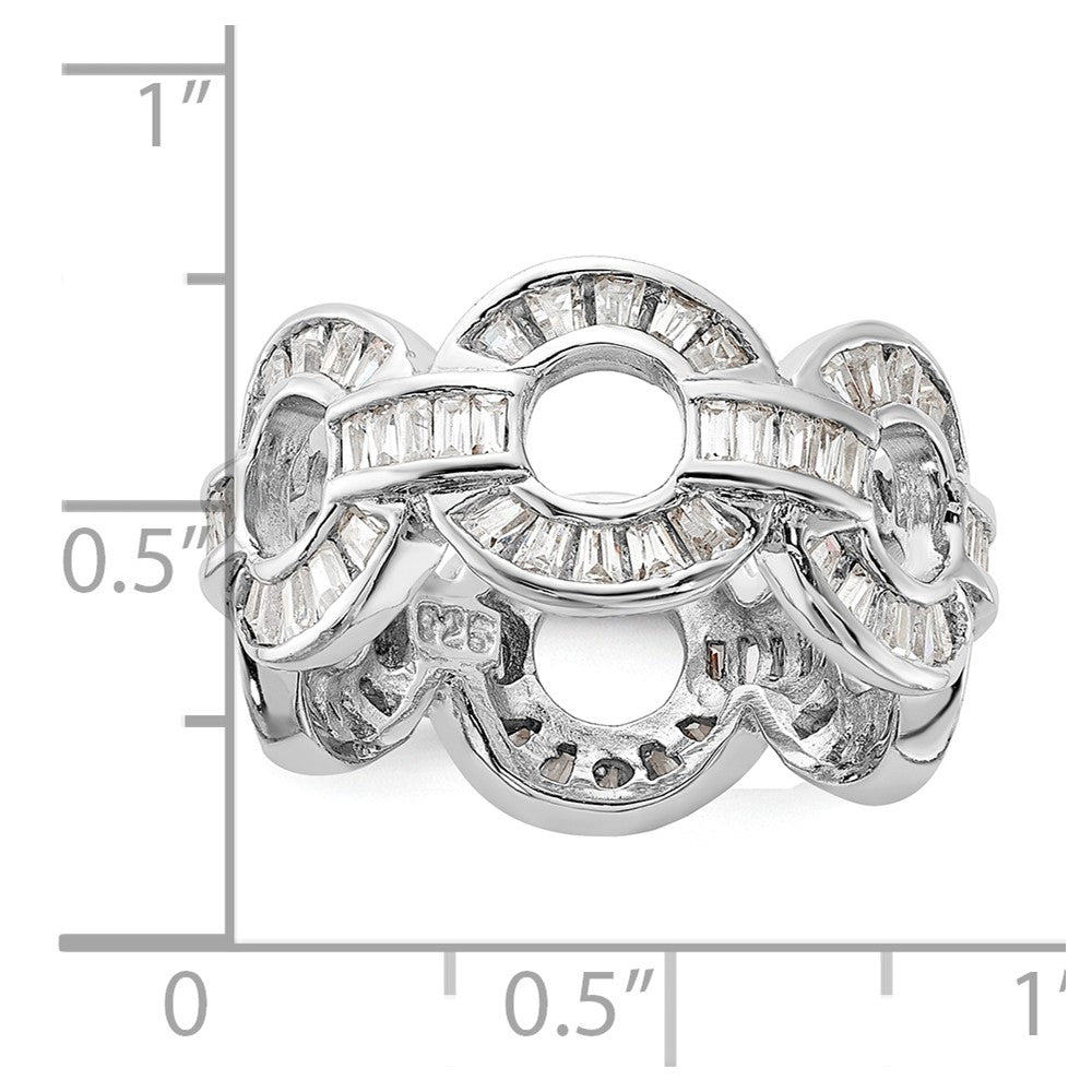 Sterling Silver Polished Fancy CZ Circle Link Ring
