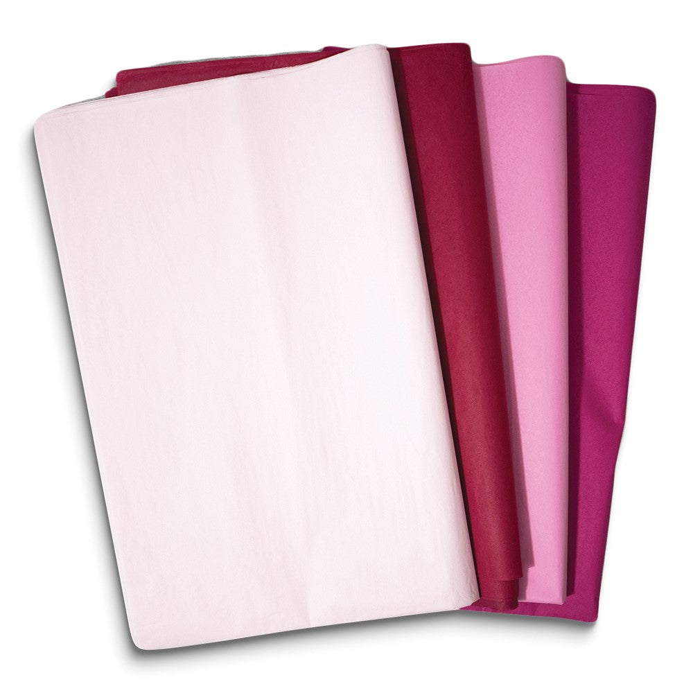 Four Color 48 Sheet White, Light Pink, Dark Pink, Red Mixed Tissue Paper Set - 12 Each Color