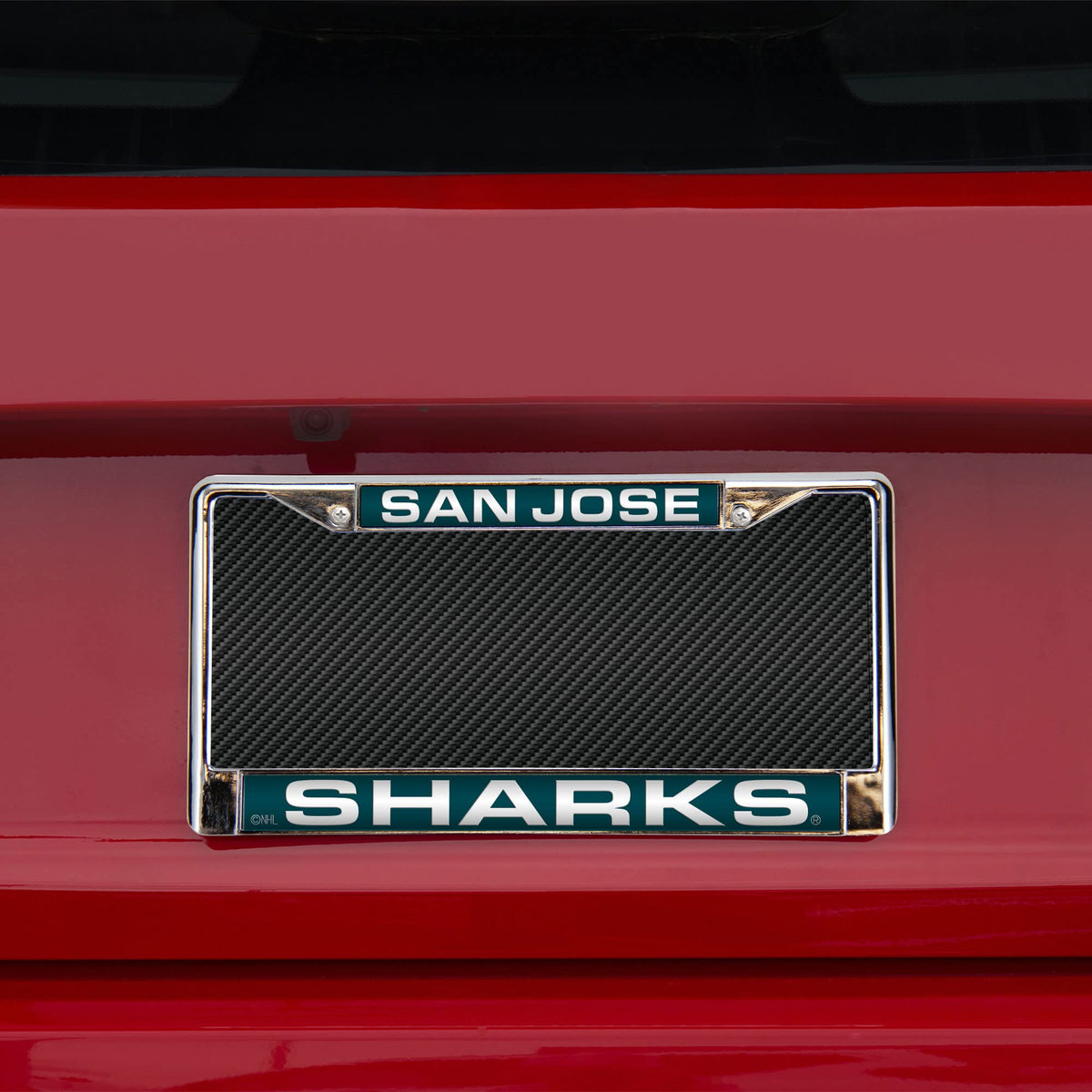 San Jose Hockey Shark's Chrome Metal Laser Cut License Plate Frame