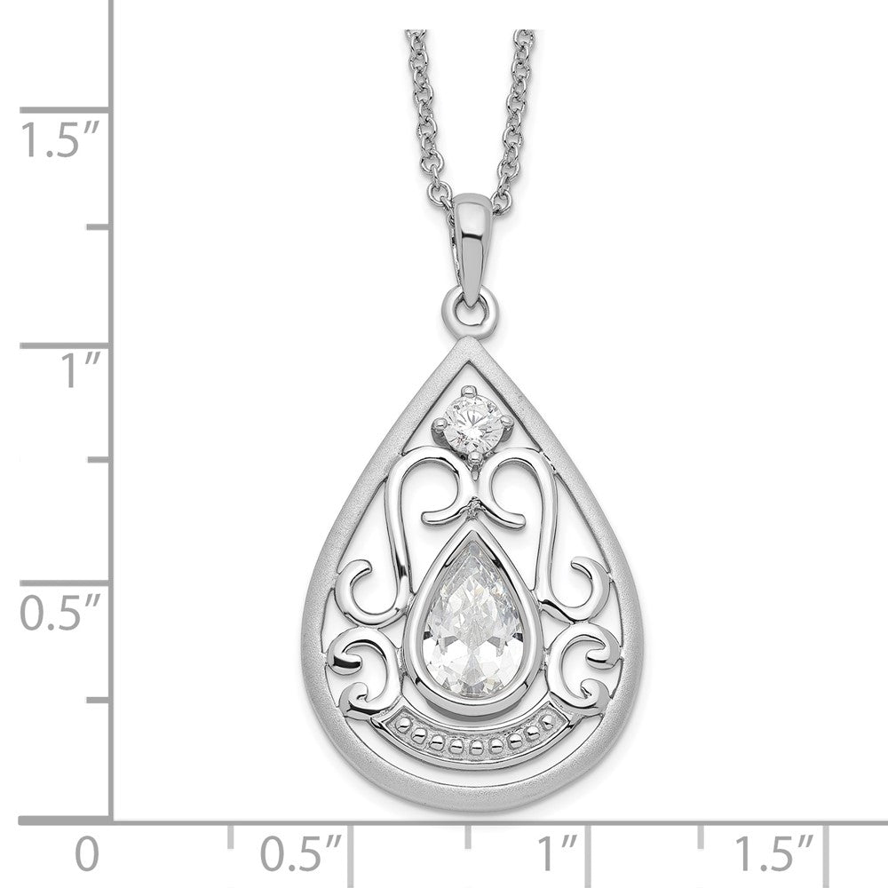 Sentimental Expressions Sterling Silver Rhodium-plated CZ In Loving Memory 18in Necklace 18 Inches