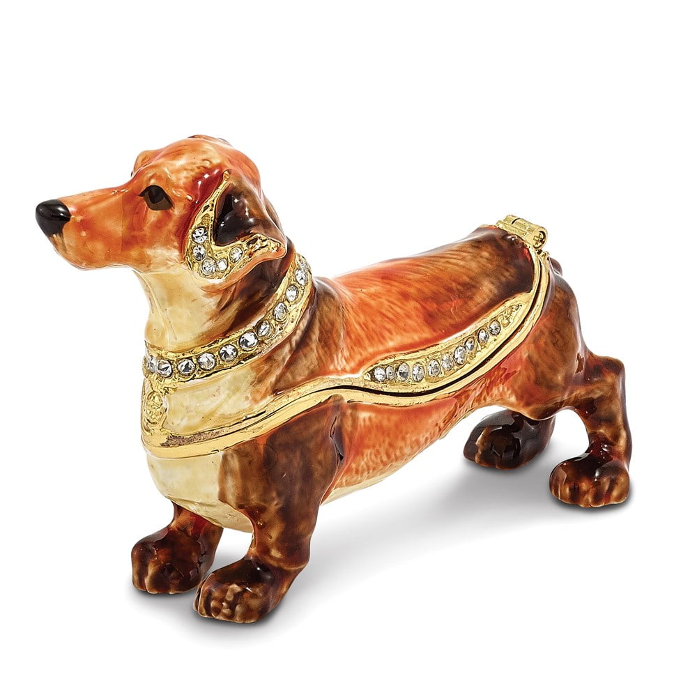 Pewter Enamel Dachshund Trinket Box