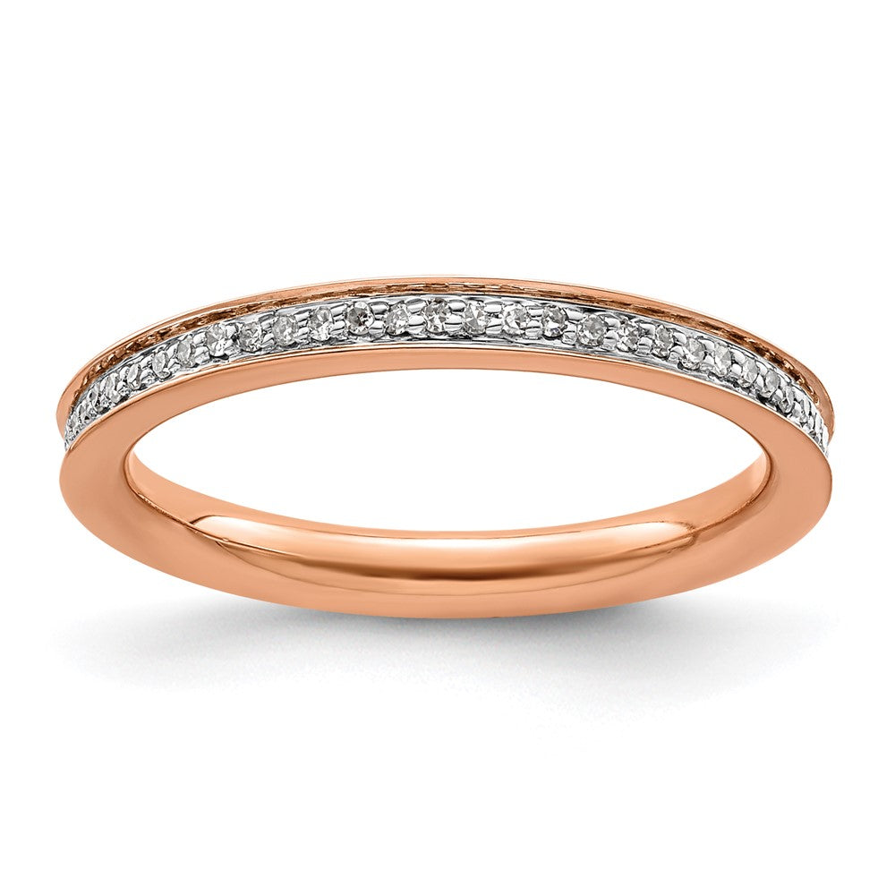 Sterling Silver Stackable Expressions & Diamonds Pink-plated Ring Size -10