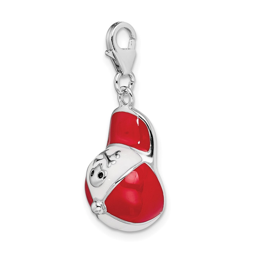 Amore La Vita Sterling Silver Rhodium-plated Polished Enameled 3-D Baseball Cap Charm with Fancy Lobster Clasp