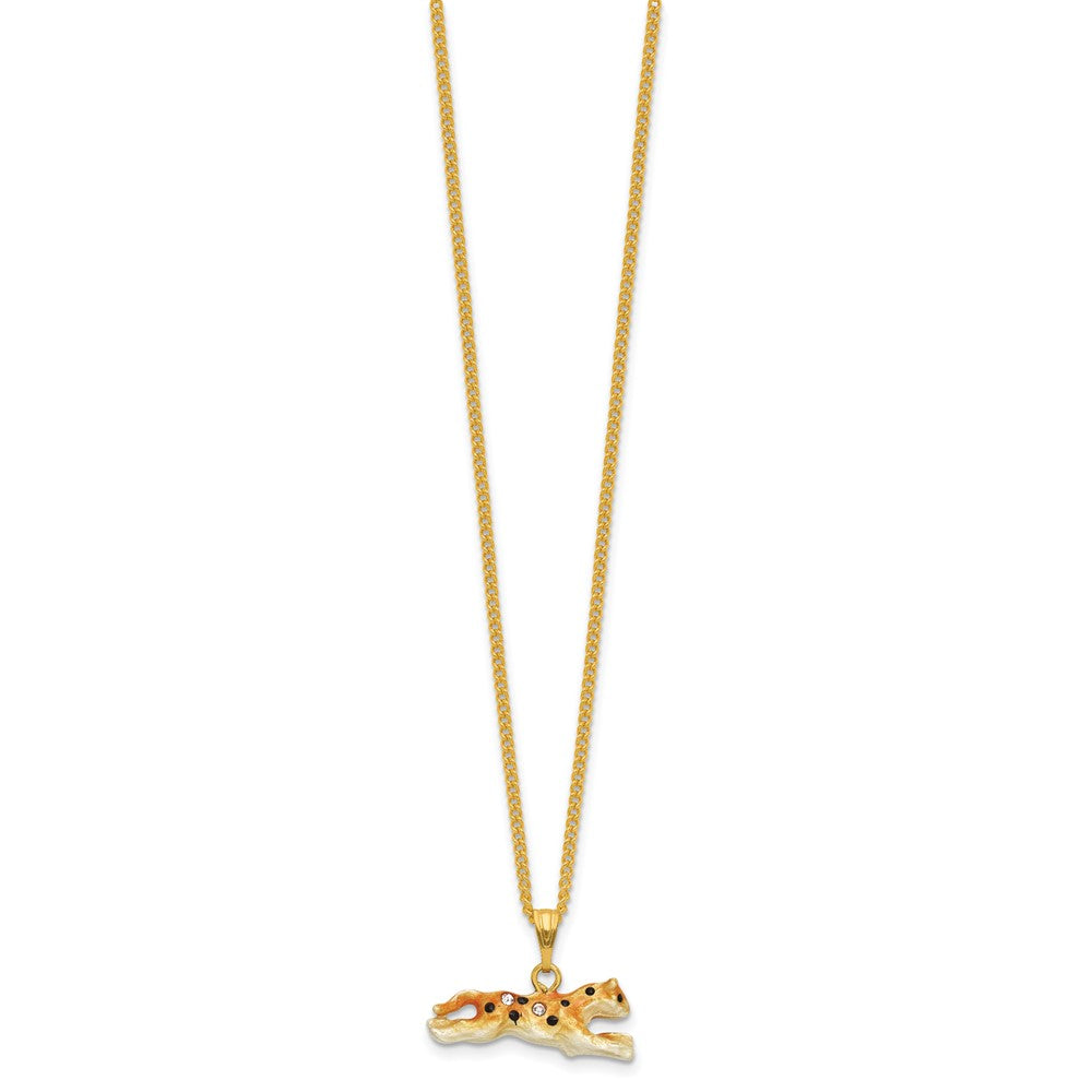 Luxury Giftware by Jere Bejeweled SPEEDY Running Leopard Trinket Box with Matching 18 inch Necklace