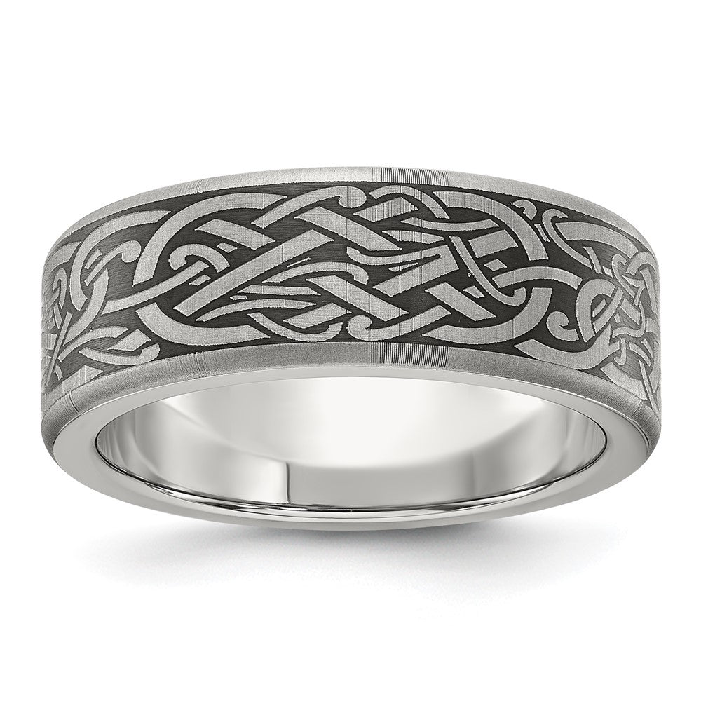 Chisel Stainless Steel Brushed Laser Design 8mm Band Size - 11.5