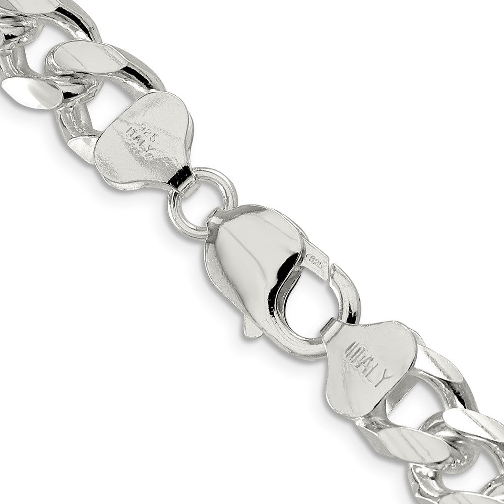 Sterling Silver 10.5mm Domed w/ Side D/C Curb Chain 24 Inches