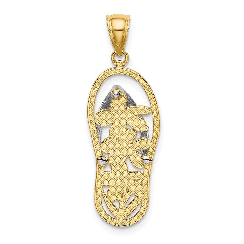 14K W/ Rhodium Flowers In Flip Flop Charm
