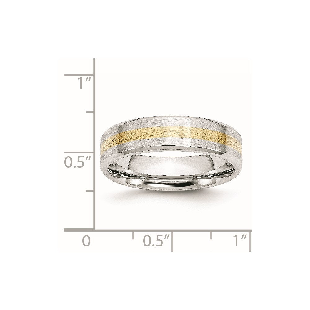 Cobalt 14k Gold Inlay Satin and Polished 6mm Band Size - 13